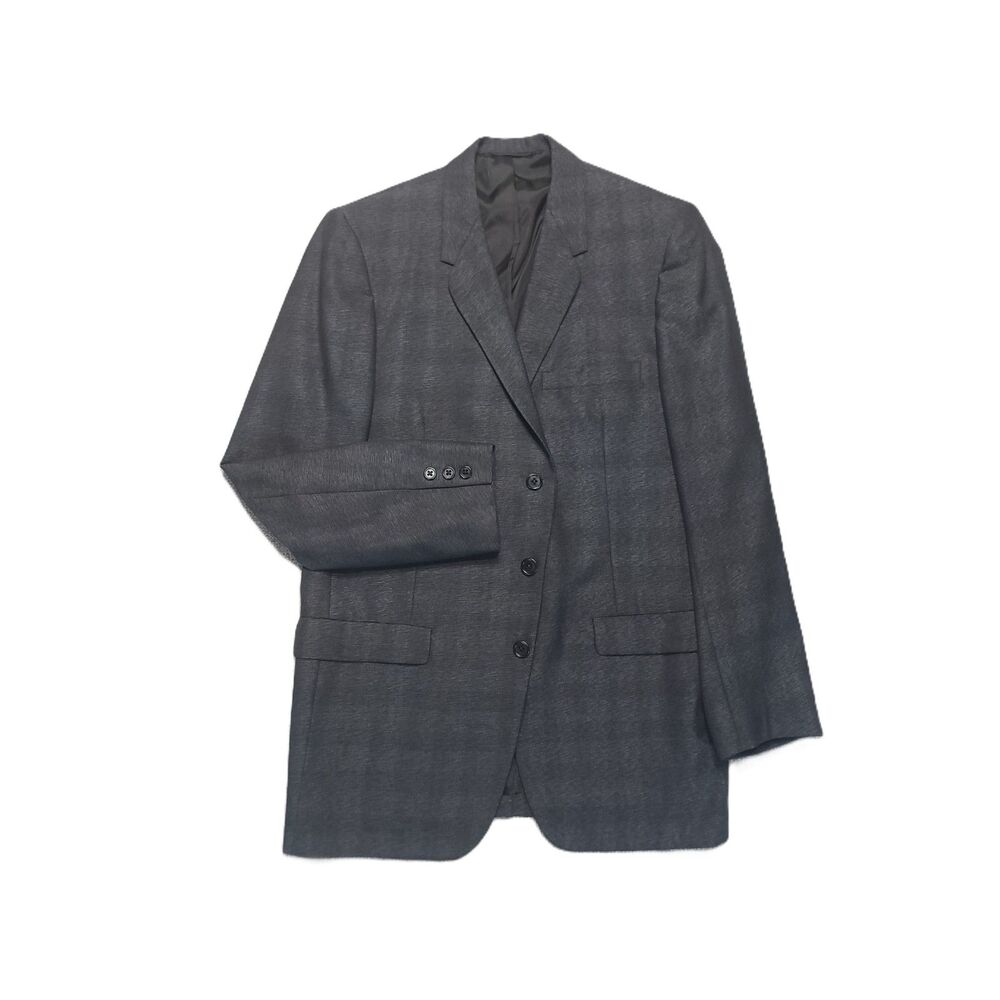 Hart Schaffner Marx Blazer Mens 40R Gray Plaid Sport Coat 3 Button Jacket